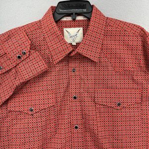 VACCARI Western Pearl Snap Long Sleeve Red Cowboyβ Shirt Mens L Rodeo City Gift